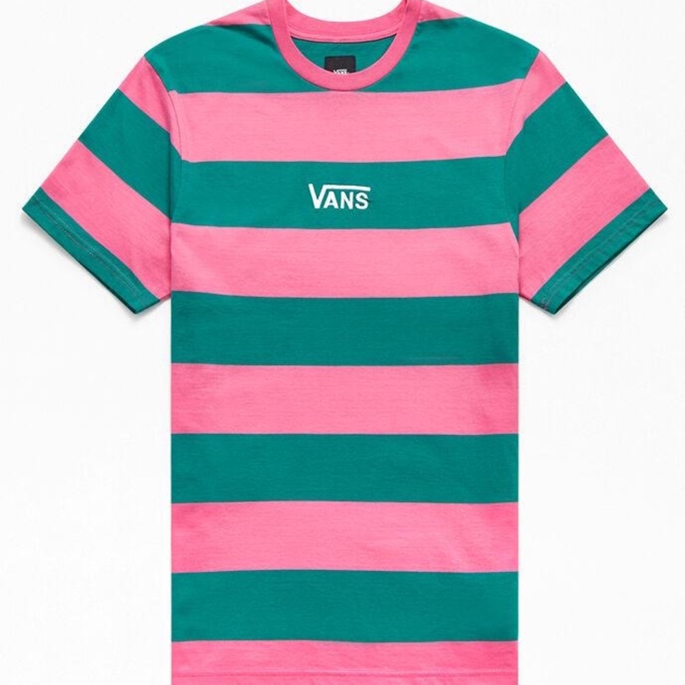 Pink and green striped vans tshirt